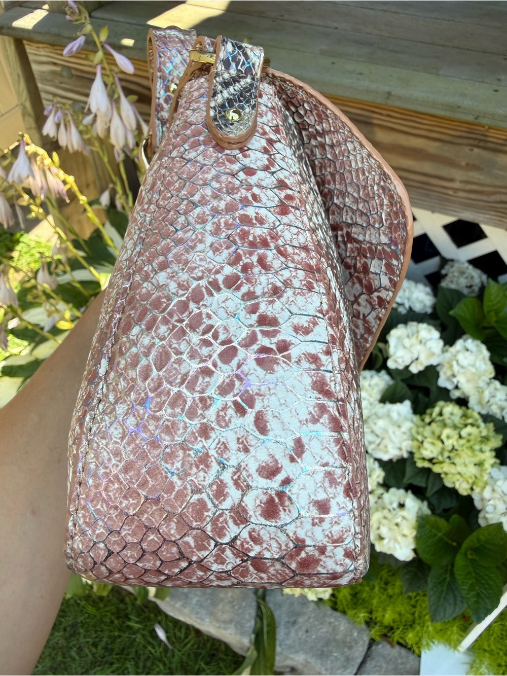 Brahmin Nerida Shoulder Bag Multi Skyterra Pink Gold Leather - Picture 7 of 12